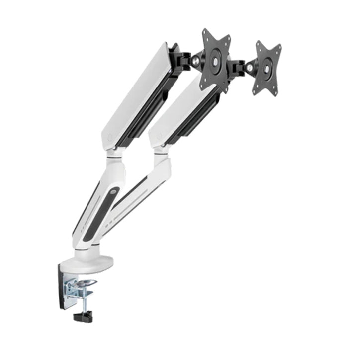 Twisted Minds Dual Monitor Arm - White (17"-32" Flat & Curved Monitors) With RGB Lighting