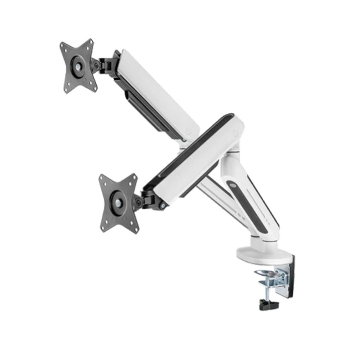 Twisted Minds Dual Monitor Arm - White (17"-32" Flat & Curved Monitors) With RGB Lighting