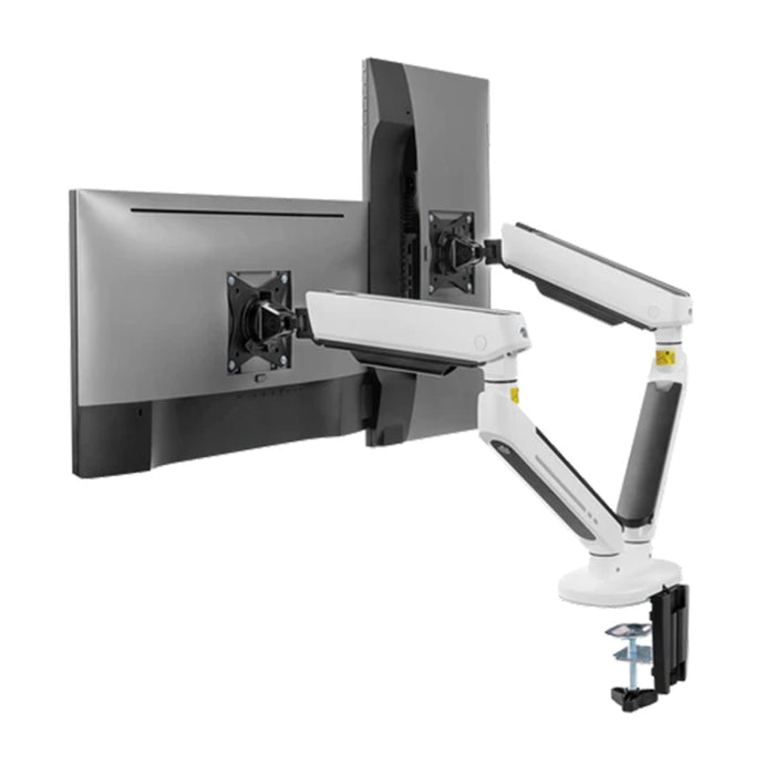 Twisted Minds Dual Monitor Arm - White (17"-32" Flat & Curved Monitors) With RGB Lighting