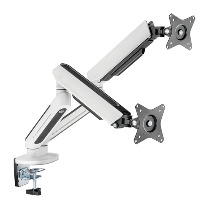 Twisted Minds Dual Monitor Arm - White (17"-32" Flat & Curved Monitors) With RGB Lighting