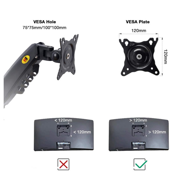 North Bayou F160 Dual Screens Arm (17"-30") Gas-Strut Flexi Mount Desktop Built With Ergonomicas Concepts