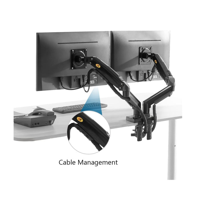 North Bayou F160 Dual Screens Arm (17"-30") Gas-Strut Flexi Mount Desktop Built With Ergonomicas Concepts