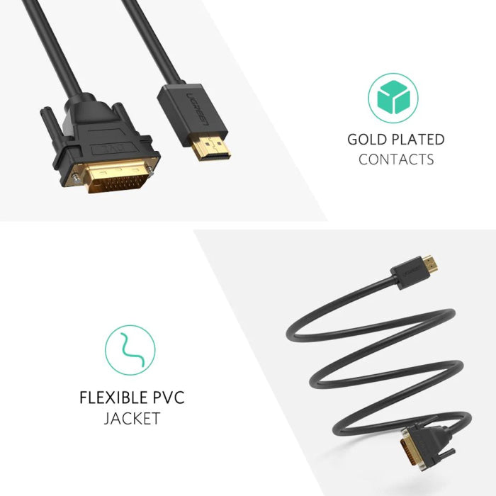 UGreen HDMI to DVI-D 24+1 Cable 2m - Black