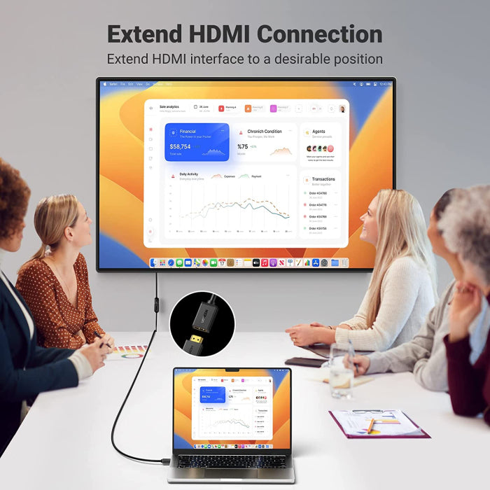 يوجرين – كابل HDMI ذكر إلى أنثى بطول 1 متر – أسود 