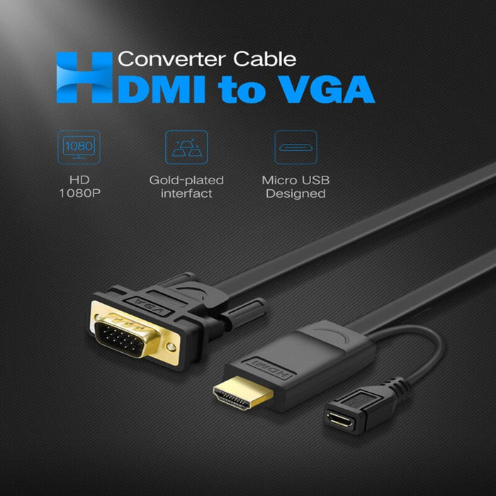 UGreen HDMI to VGA Converter Cable 1.5m - Black