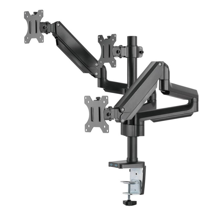 Twisted Minds Triple Monitor Arm with Dual 3.0 USB Port (17"-27" Flat & Curved Monitors)