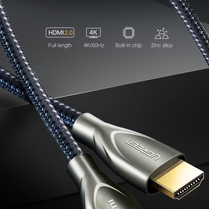 كابل UGreen HDMI 2.0 من ألياف الكربون وسبائك الزنك بطول 5 متر - أسود 