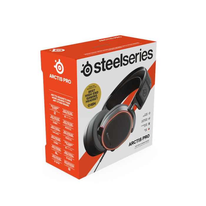 سماعة الألعاب SteelSeries Arctis Pro عالية الدقة USB/3.5 ملم DTS مع خاصية إلغاء الضوضاء لأجهزة الكمبيوتر الشخصية وأجهزة PS وXbox One وSwitch والأجهزة المحمولة 