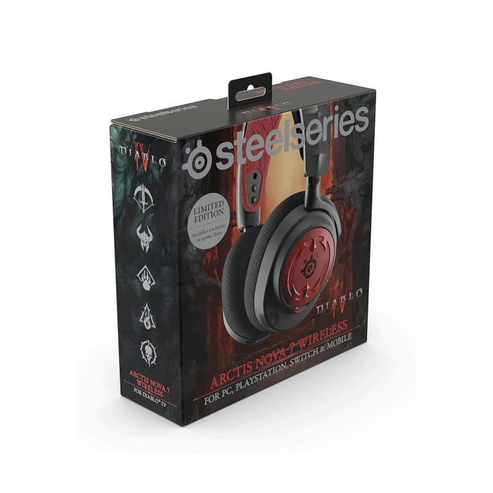 SteelSeries Arctis Nova 7 Diablo IV إصدار محدود Diablo IV Design سماعة الألعاب اللاسلكية المانعة للضوضاء لأجهزة الكمبيوتر PS5/4 Switch والهواتف المحمولة 