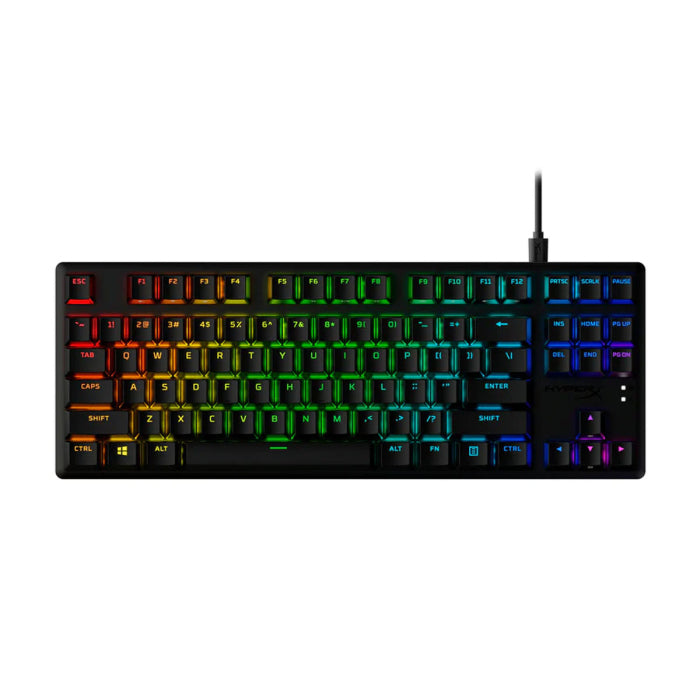 لوحة مفاتيح الألعاب الميكانيكية السلكية HyperX Alloy Origins Core Tenkeyless PBT RGB Linear HX Red Switch Eng/Arb للكمبيوتر الشخصي، PS5، PS4، Xbox Series X|S وXbox One 