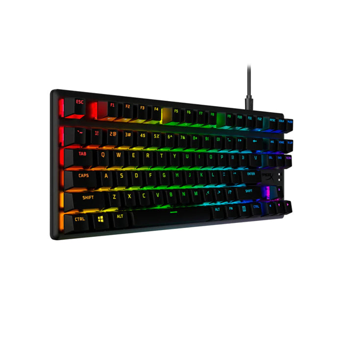 لوحة مفاتيح الألعاب الميكانيكية السلكية HyperX Alloy Origins Core Tenkeyless PBT RGB Linear HX Red Switch Eng/Arb للكمبيوتر الشخصي، PS5، PS4، Xbox Series X|S وXbox One 