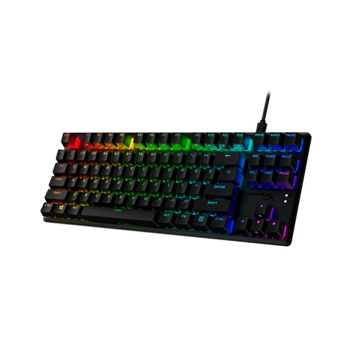 لوحة مفاتيح الألعاب الميكانيكية السلكية HyperX Alloy Origins Core Tenkeyless PBT RGB Linear HX Red Switch Eng/Arb للكمبيوتر الشخصي، PS5، PS4، Xbox Series X|S وXbox One 