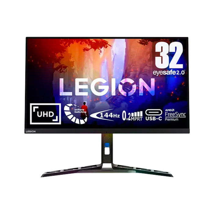 شاشة Lenovo Legion Y32p-30 مقاس 31.5 بوصة IPS 144 هرتز 0.2 مللي ثانية UHD 4K للألعاب مع MPRT HDMI 2.1/USB-C والمنافذ القياسية AMD FreeSync Premium 