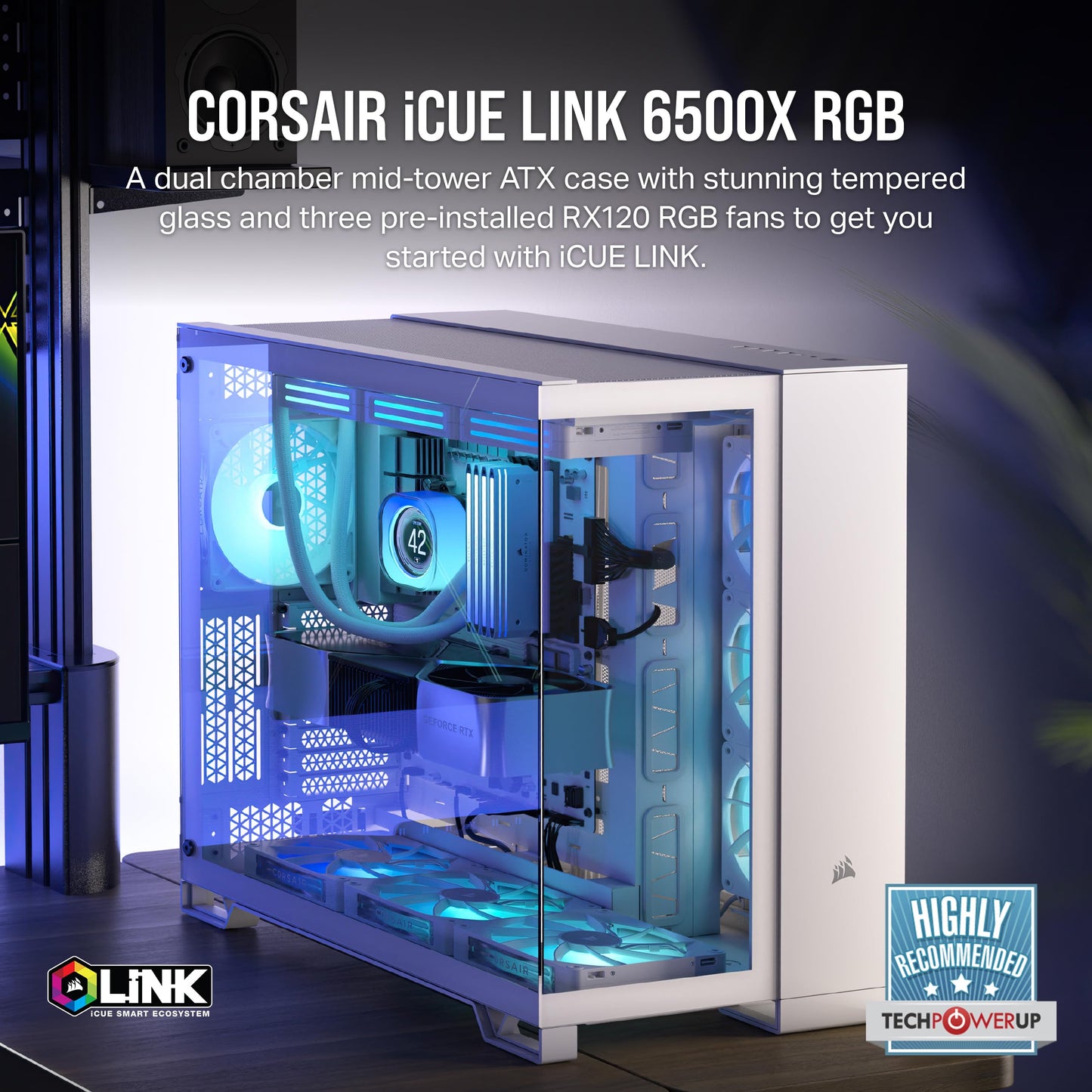 CORSAIR ICUE LINK 6500X RGB Mid Tower Case - White