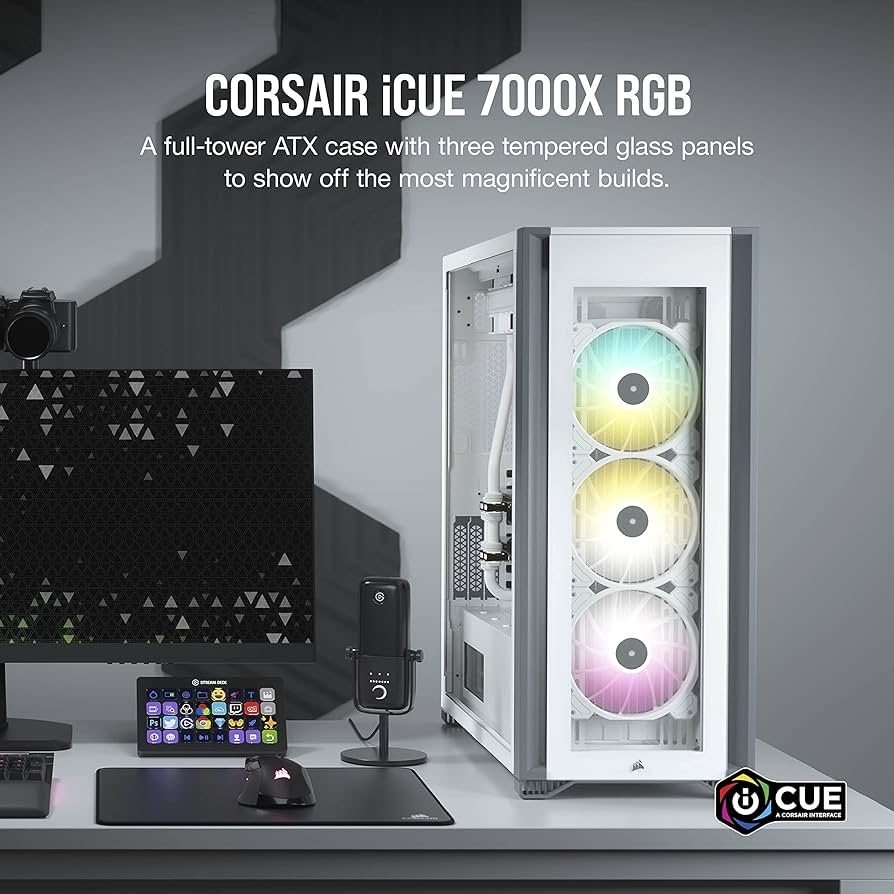 CORSAIR iCUE 7000X RGB Tempered Glass Full Tower ATX Case - White