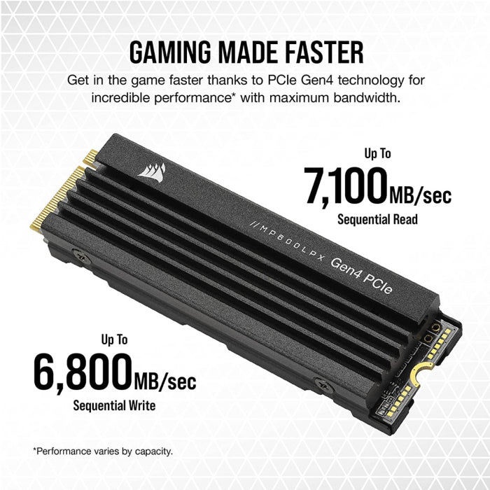 Corsair MP600 PRO LPX 1TB PCIe Gen4 x4 NVMe M.2 SSD - PS5 Compatible