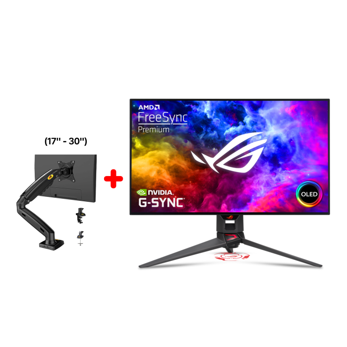 Asus ROG Swift PG27AQDM 27" OLED, 240Hz, 0.03ms, NVIDIA G-Sync, AMD FreeSync Premium Gaming Monitor + North Bayou F80 Single Arm (17"-30") 1001070976 Free