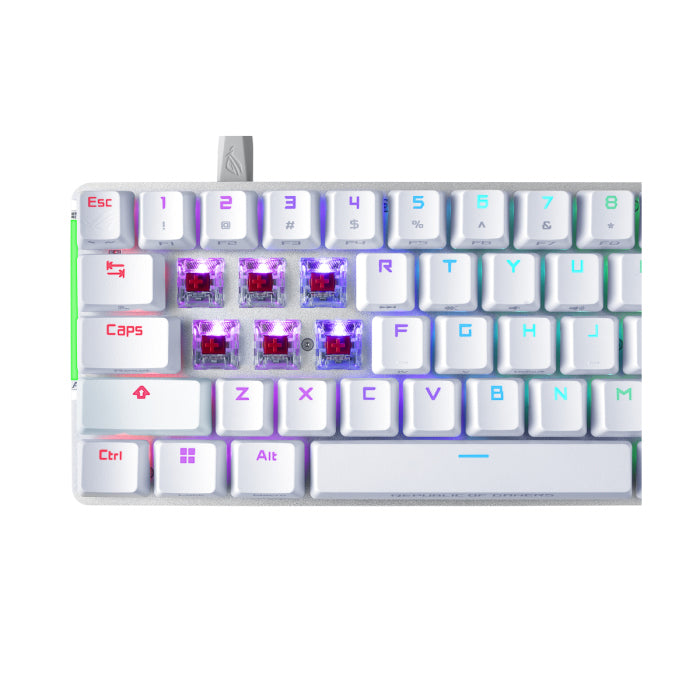 Asus M602 Rog Falchion Ace 65% Wired RGB Mechanical Gaming Keyboard NX Red Switch Linear & Swift (Arabic) - White