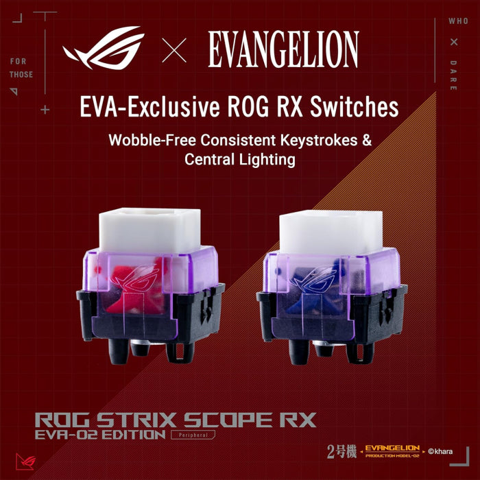 لوحة مفاتيح ميكانيكية بصرية باللون الأحمر من Asus ROG Strix Scope RX EVA-02 