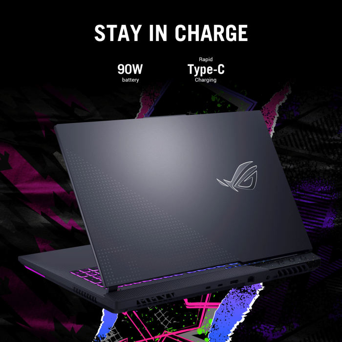 Asus ROG Strix G17 (G713PV-9161G) Gaming Laptop AMD Ryzan 9-7845HX Processor, 16GB RAM DDR5, 1TB 4.0 NVMe SSD, NVIDIA GeForce RTX 4060 GPU 8GB, 17.3” FHD (1920x1080) 144hz Display 4-Zone RGB Arabic / English Keyboard, Windows 11 Home