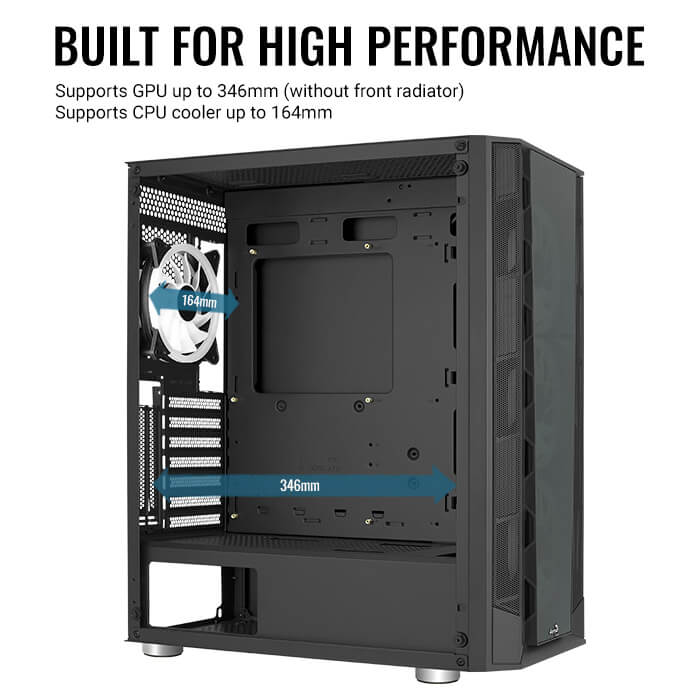 Aerocool Prism V3 ARGB Mid Tower Case - Black