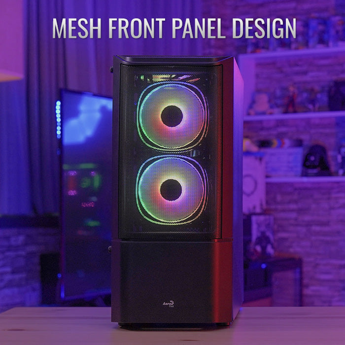 Aerocool Quantum Mesh V3 RGB Mid Tower Case - Black