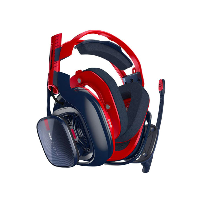 سماعة رأس سلكية للألعاب Astro Gaming A40 TR X-Edition لأجهزة الكمبيوتر الشخصية وأجهزة PS5 وXbox Series X|S وSwitch والأجهزة المحمولة أزرق/أحمر