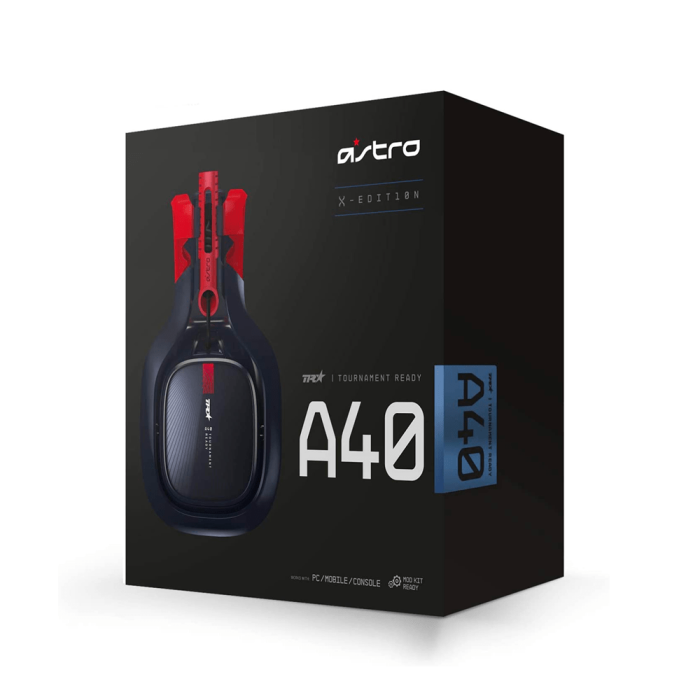 سماعة رأس سلكية للألعاب Astro Gaming A40 TR X-Edition لأجهزة الكمبيوتر الشخصية وأجهزة PS5 وXbox Series X|S وSwitch والأجهزة المحمولة أزرق/أحمر