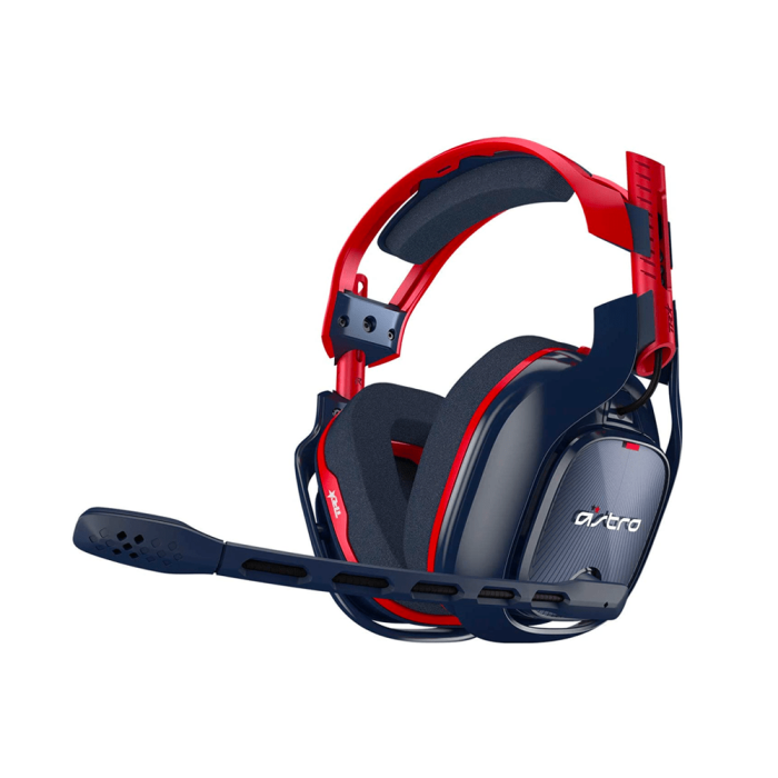 سماعة رأس سلكية للألعاب Astro Gaming A40 TR X-Edition لأجهزة الكمبيوتر الشخصية وأجهزة PS5 وXbox Series X|S وSwitch والأجهزة المحمولة أزرق/أحمر