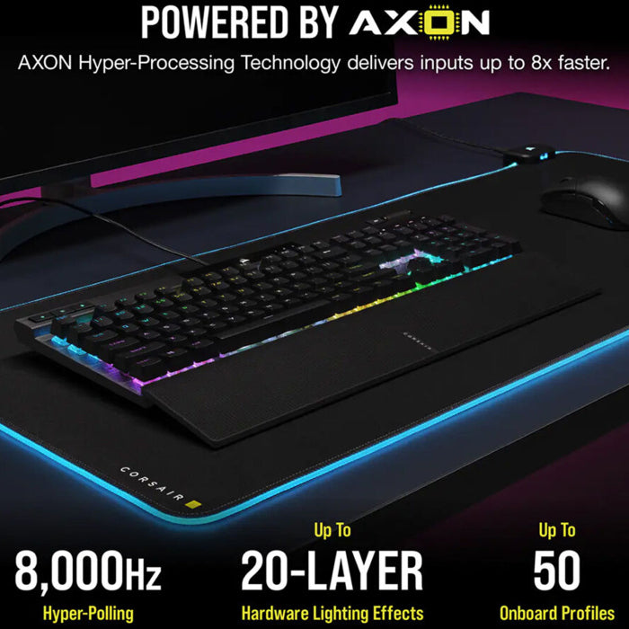 Corsair K70 PRO RGB Optical-Mechanical Gaming Keyboard OPX Linear Switch PBT Double-Shot Keycaps - Black