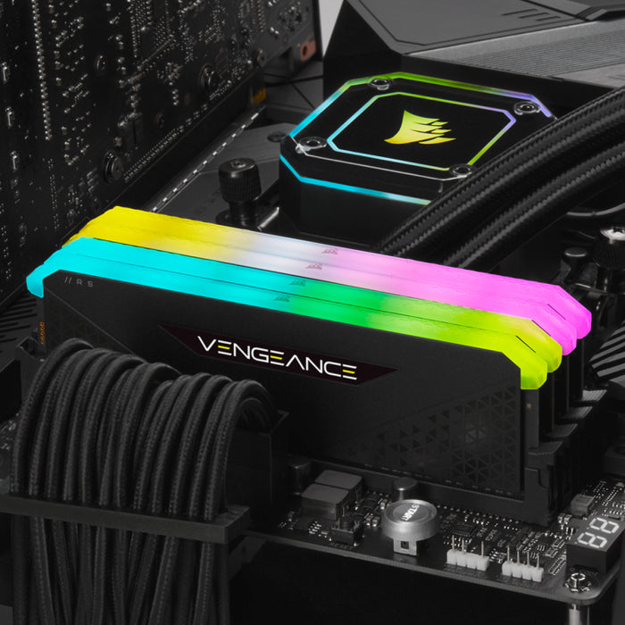 مجموعة ذاكرة سطح المكتب Corsair Vengeance RGB RS 16GB (2x8GB) DDR4 3600MHz C18 - أسود 