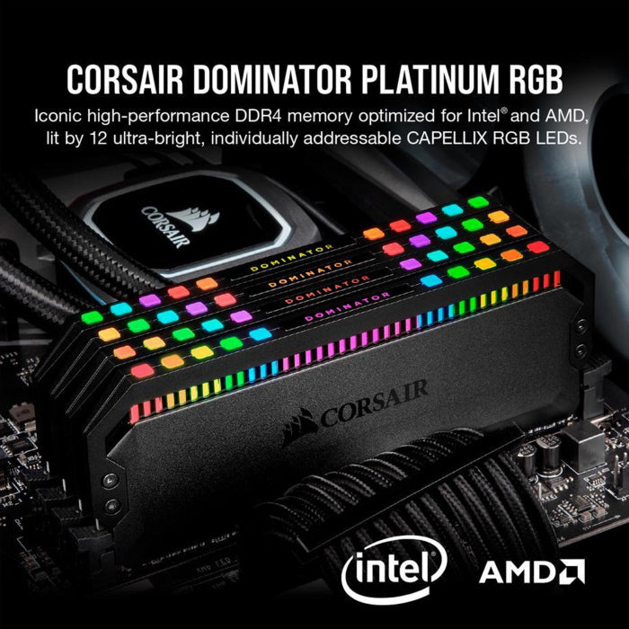 مجموعة ذاكرة سطح المكتب Corsair Dominator Platinum RGB 32GB (2x16GB) DDR5 6000MHz C30 - أسود 