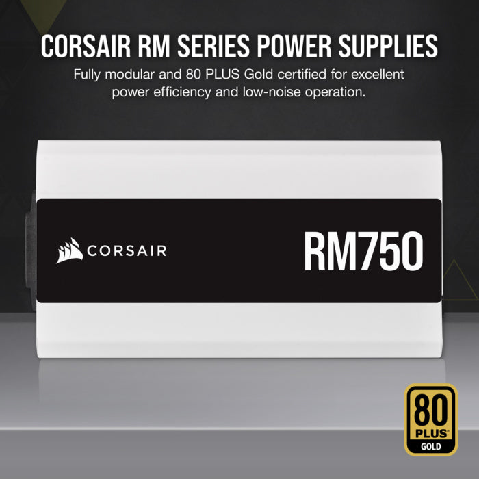 Corsair RM750 80PLUS GOLD Fully Modular 750W ATX Power Supply - White