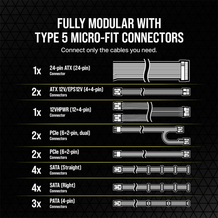 Corsair SF-L Series SF850L 80PLUS GOLD PLATINUM High-Performance Fully Modular 850W ATX 3.0 SFX-L Power Supply