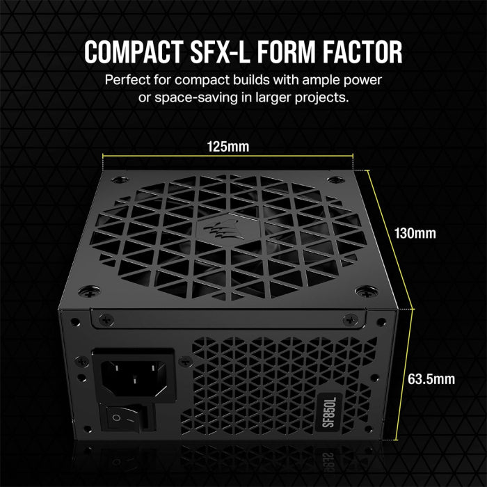 Corsair SF-L Series SF850L 80PLUS GOLD PLATINUM High-Performance Fully Modular 850W ATX 3.0 SFX-L Power Supply