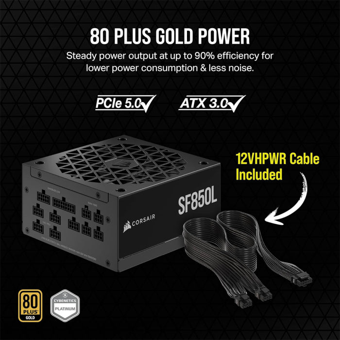 Corsair SF-L Series SF850L 80PLUS GOLD PLATINUM High-Performance Fully Modular 850W ATX 3.0 SFX-L Power Supply