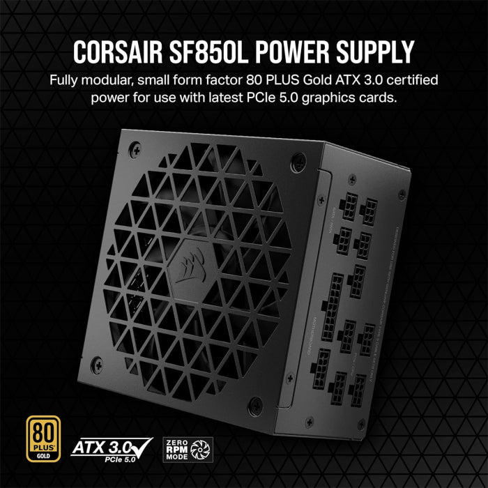 Corsair SF-L Series SF850L 80PLUS GOLD PLATINUM High-Performance Fully Modular 850W ATX 3.0 SFX-L Power Supply