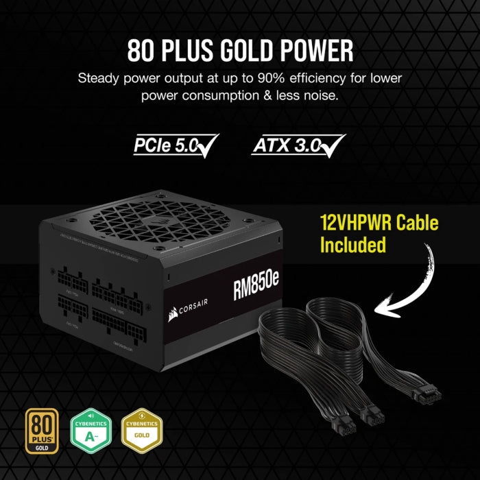 Corsair RMe Series RM850e 80PLUS GOLD Fully Modular 850W ATX 3.0 Power Supply