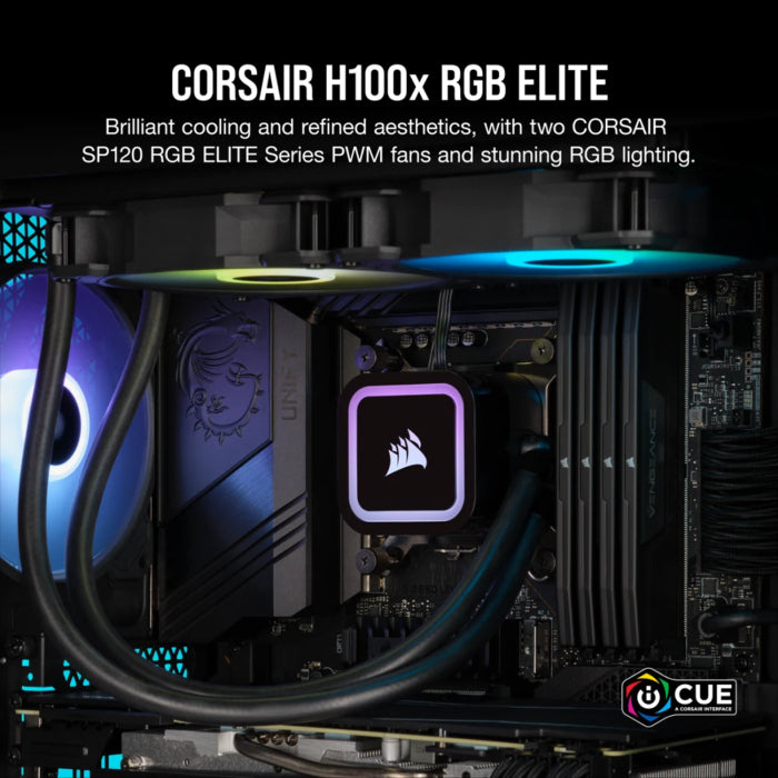 مبرد وحدة المعالجة المركزية السائل من Corsair H100x Elite Performance 240 مم RGB 