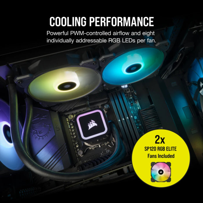 مبرد وحدة المعالجة المركزية السائل من Corsair H100x Elite Performance 240 مم RGB 