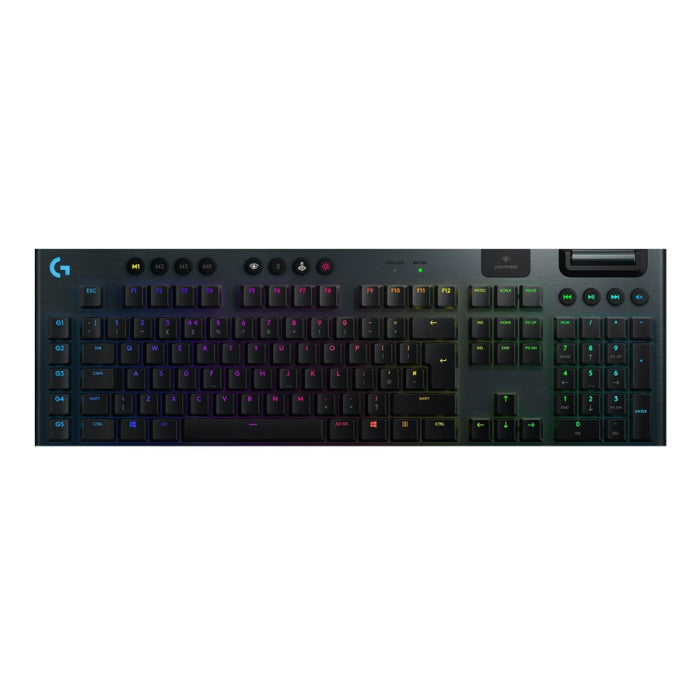 Logitech G915 Light Speed Light Sync RGB Wireless/BT/USB-C Mechanical Gaming Keyboard GL Clicky Switch