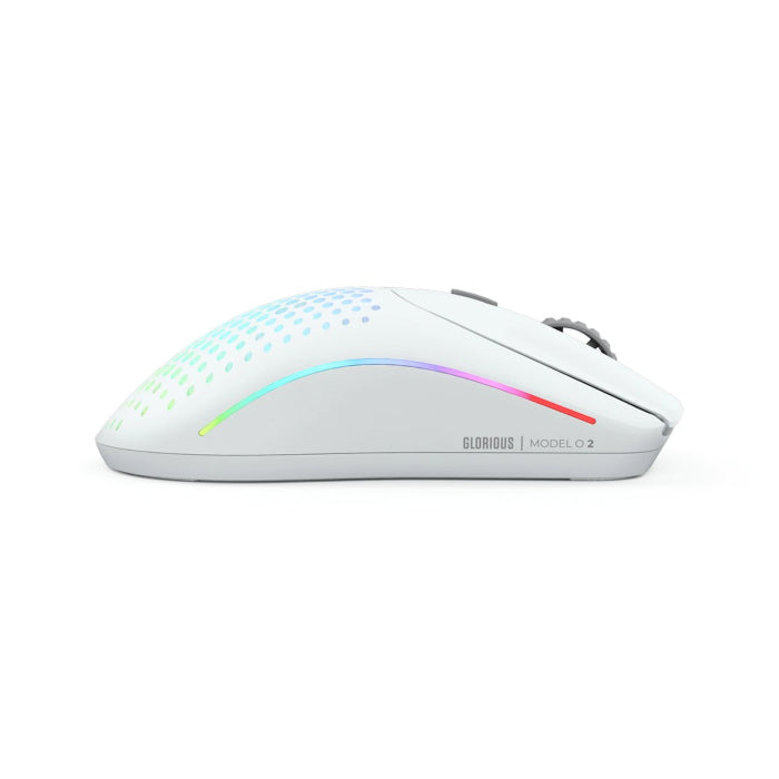 Glorious Model O2 RGB Wireless 2.4GHz + Bluetooth 5.2 + Wired Gaming Mouse (68g) - Matte White