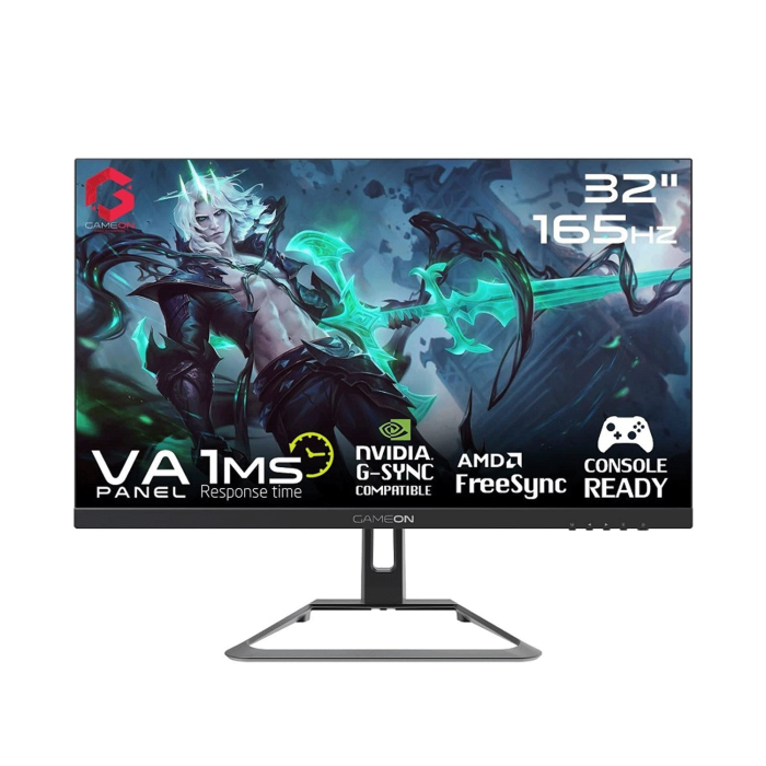 شاشة الألعاب Gameon GOE32FHD165VA مقاس 32 بوصة FHD VA 165 هرتز 1 مللي ثانية مع AMD Sync &amp; FreeSync (متوافقة) HDMI 2.1 