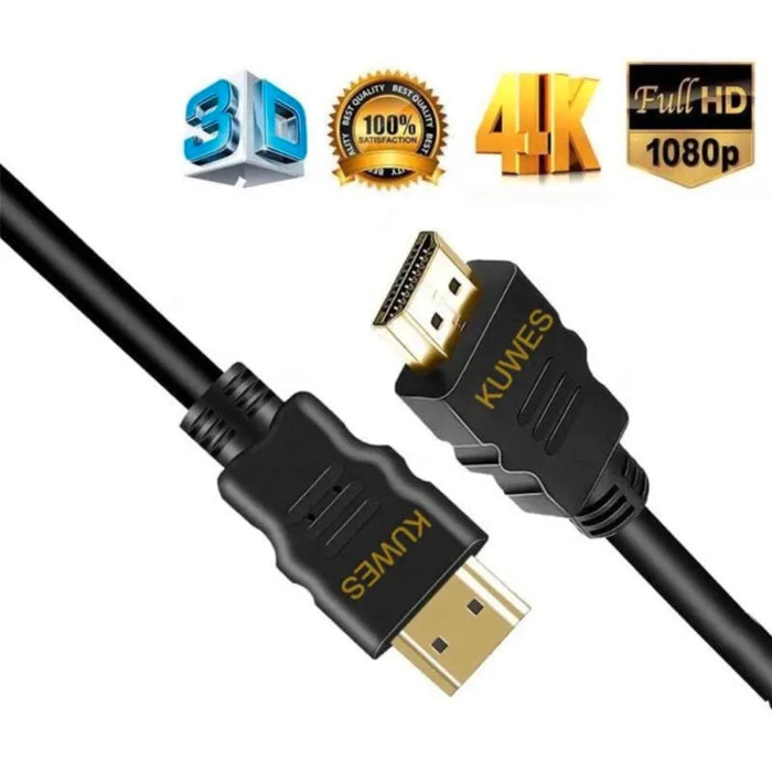 كابل Kuwes Hdmi ذهبي ذكر إلى ذكر موصل 1.4 فولت فائق الدقة/سرعة عالية 0.5 متر 