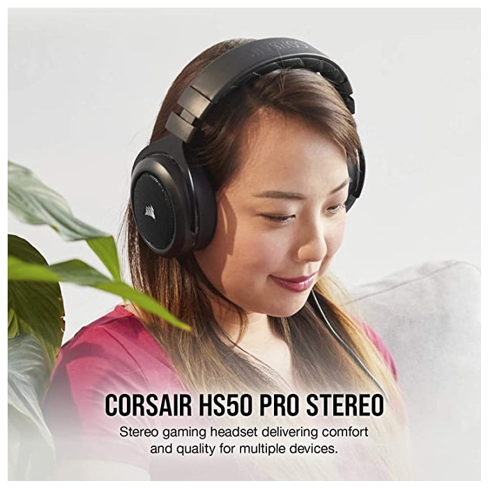 Corsair HS50 Pro Stereo 3.5mm Gaming Headset Carbon For PC, PS 4/5, Xbox One/S Nintendo & Mobile Devices