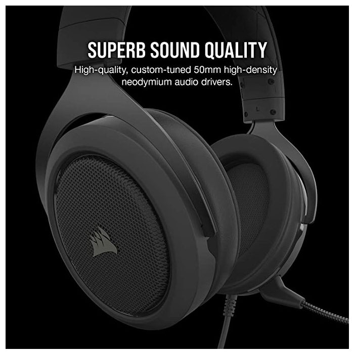 Corsair HS50 Pro Stereo 3.5mm Gaming Headset Carbon For PC, PS 4/5, Xbox One/S Nintendo & Mobile Devices