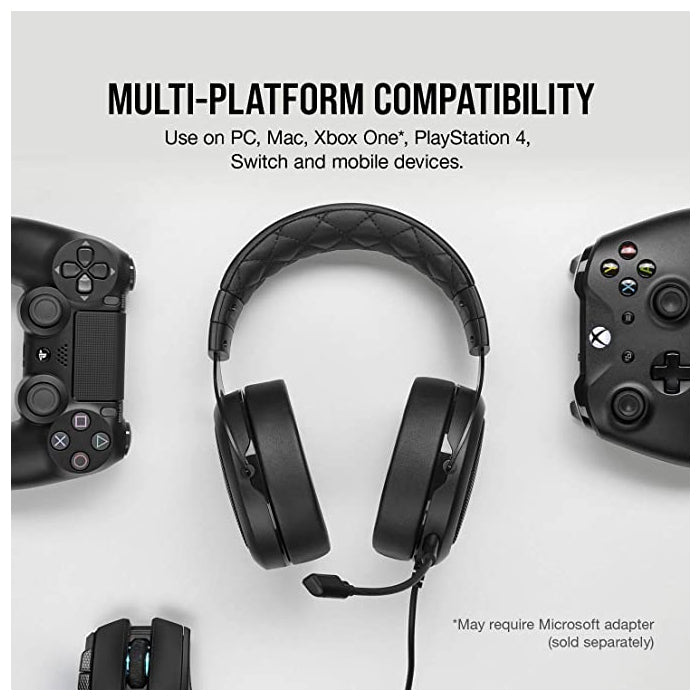 Corsair HS50 Pro Stereo 3.5mm Gaming Headset Carbon For PC, PS 4/5, Xbox One/S Nintendo & Mobile Devices