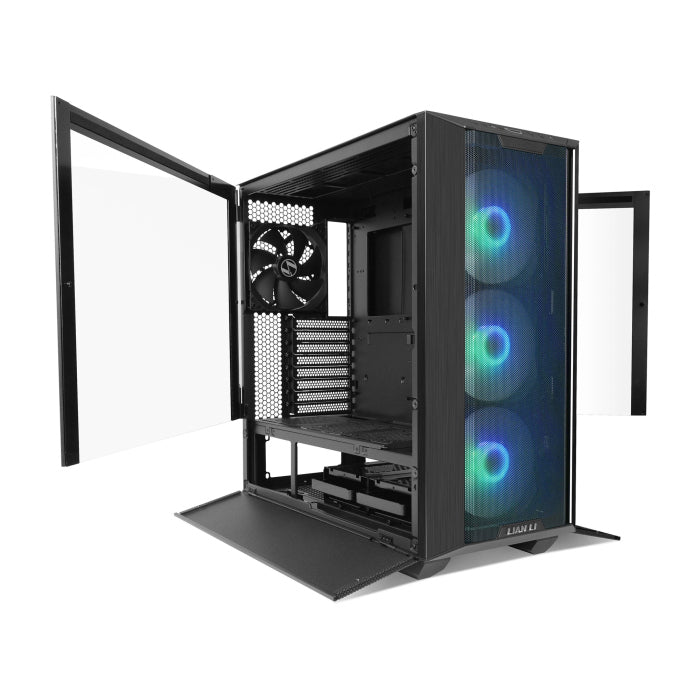 LIAN LI Lancool III RGB ATX Mid Tower Tempered Glass Side & Front Panel Aluminium Case with 4 ARGB Fans - Black