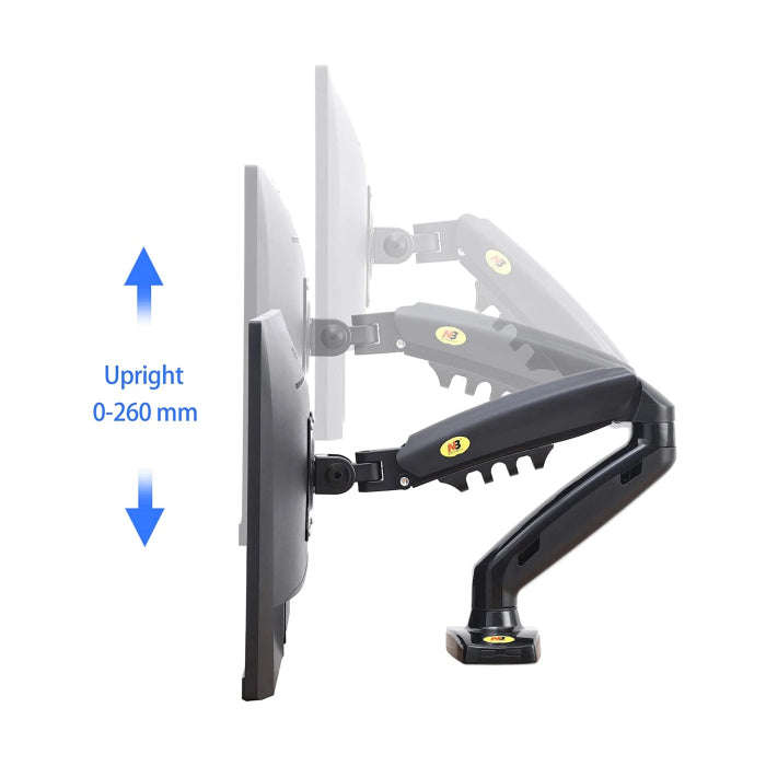 North Bayou F80 Single Arm (17"-30") Gas-Strut Flexi Mount Desktop Built With Interactive Ergonomical Concepts