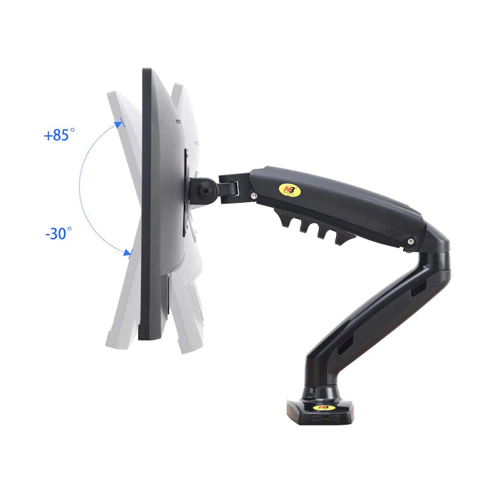 North Bayou F80 Single Arm (17"-30") Gas-Strut Flexi Mount Desktop Built With Interactive Ergonomical Concepts